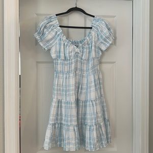Princess Polly size US 8 white and blue plaid mini dress Pre owned